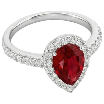 14K White Gold 3.80 Carats Red Ruby And Natural Earth Mined Diamonds Wedding Ring New
