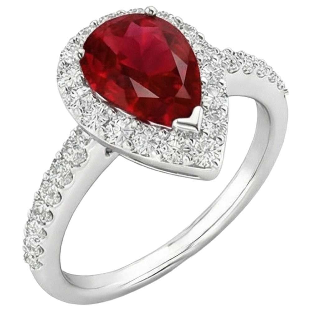 14K White Gold 3.80 Carats Red Ruby And Natural Earth Mined Diamonds Wedding Ring New