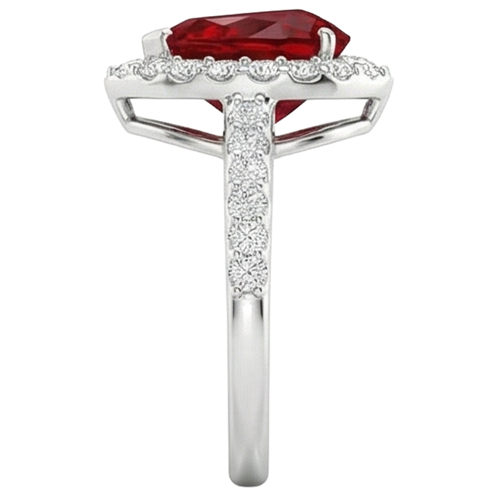 14K White Gold 3.80 Carats Red Ruby And Natural Earth Mined Diamonds Wedding Ring New