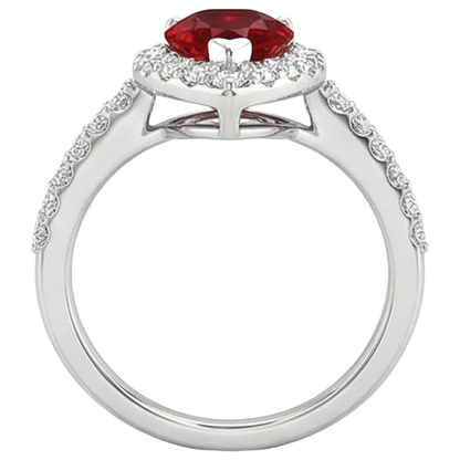 14K White Gold 3.80 Carats Red Ruby And Natural Earth Mined Diamonds Wedding Ring New