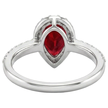 14K White Gold 3.80 Carats Red Ruby And Natural Earth Mined Diamonds Wedding Ring New