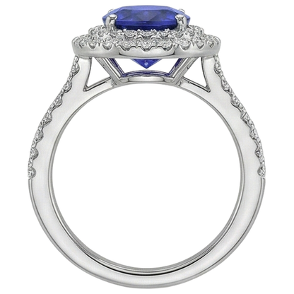14K White Gold 7.25 Carats Tanzanite With Natural Earth Mined Diamonds Ring