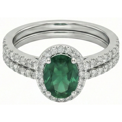 14K White Gold Ladies Green Emerald GIA & Natural Earth Mined Diamond Ring 4.55 Carats Fine Jewelry