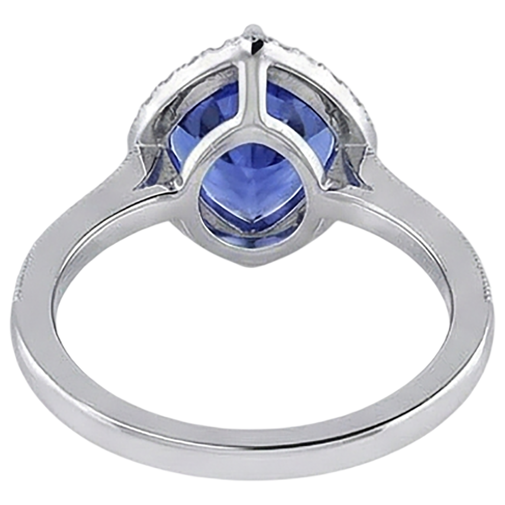 14K White Gold Trillion Tanzanite & Natural Earth Mined Diamonds 3.50 Ct Anniversary Ring