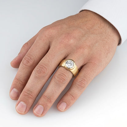14K Yellow Gold Diamond Men's Ring – 1.50-ct Round Cut