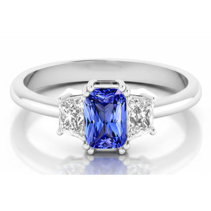 14K Gold Radiant Cut Sapphire Engagement Ring