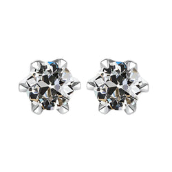 14K Gold Rose Cut Earth Mined Natural Real Diamond ( Not Lab Grown ) Earrings