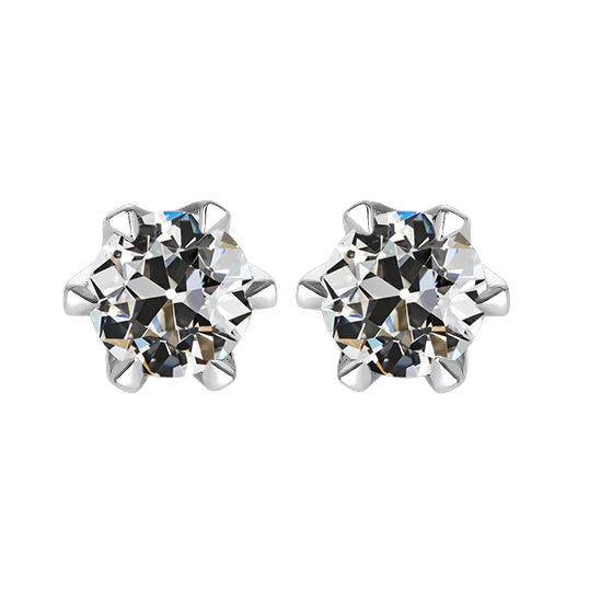 14K Gold Rose Cut Diamond Earrings