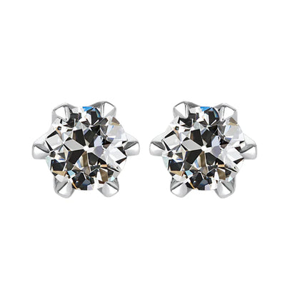 14K Gold Rose Cut Diamond Earrings