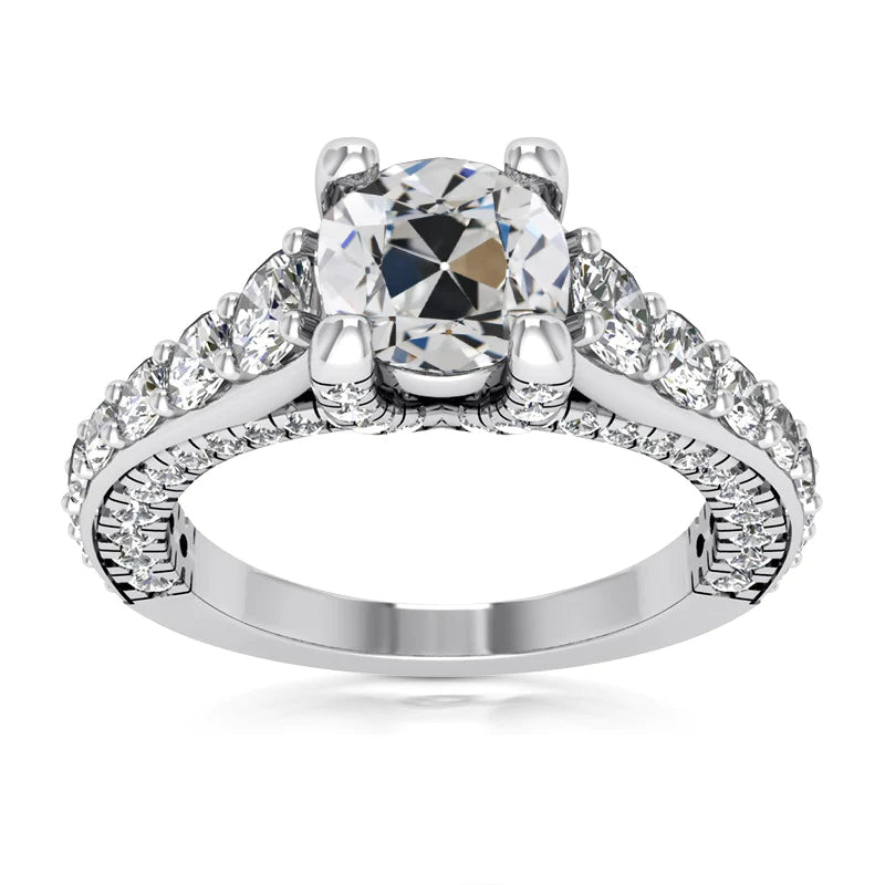 14K Gold Round Diamond Old Cut Ring With Accents Jewelry 5.50 Carats