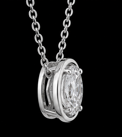 14K White Gold Oval Cut 1 Carat Lab Grown Diamond Pendant