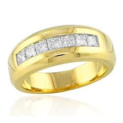 14K Yellow Gold 2 Ct Princess Cut Diamond Men's Band Jewelry New