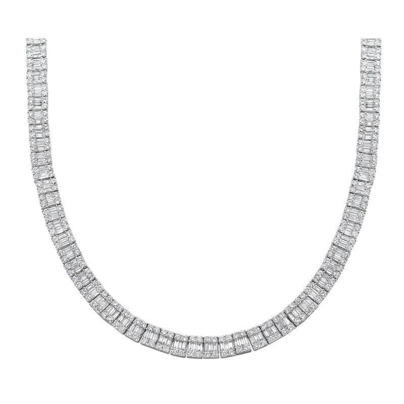 14K Gold Baguette Diamond Chain