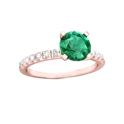 14K Rose Gold Colombian Green Emerald And Natural Earth Mined Diamonds 3.20 Carats Engagement Ring New