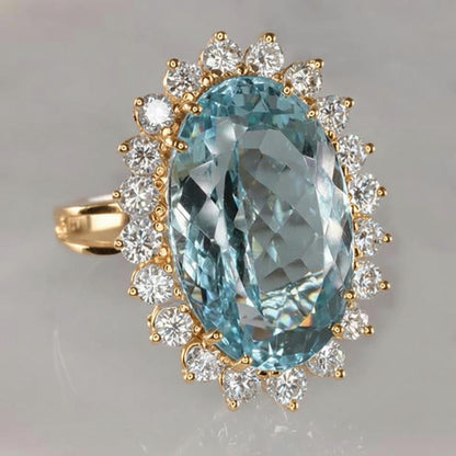 14K White Gold Aquamarine With Natural Earth Mined Diamonds 9 Ct Engagement Ring