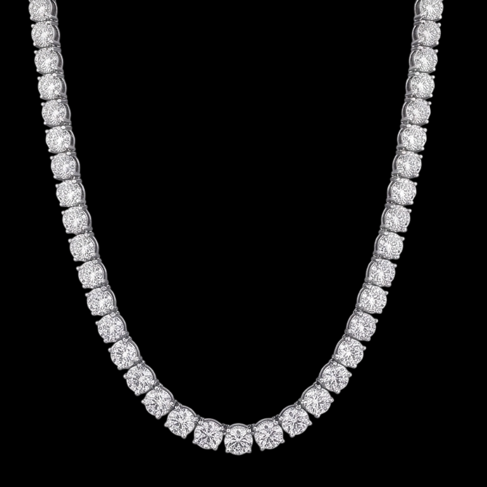 14K White Gold Lab Grown Diamonds Tennis Necklace 12 Carat