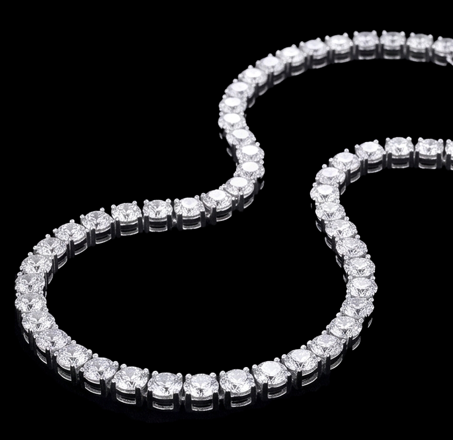 14K White Gold Lab Grown Diamonds Tennis Necklace 12 Carat