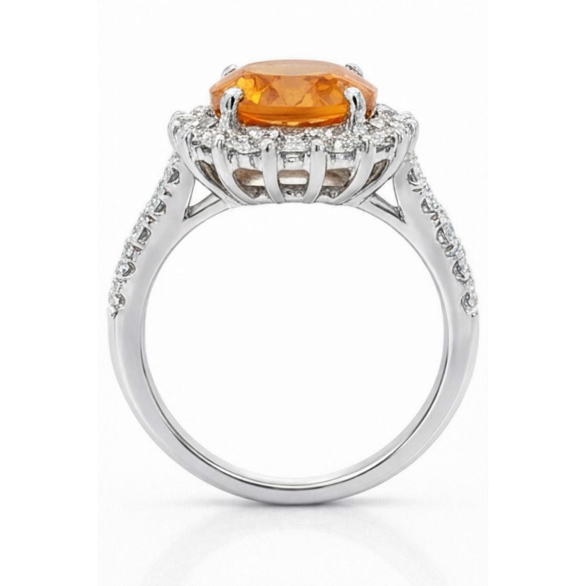 14K White Gold Madeira Citrine And Natural Earth Mined Diamond Ring 22.50 Carats Jewelry