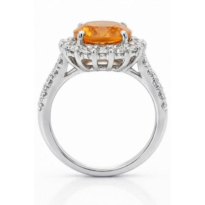14K White Gold Madeira Citrine And Natural Earth Mined Diamond Ring 22.50 Carats Jewelry