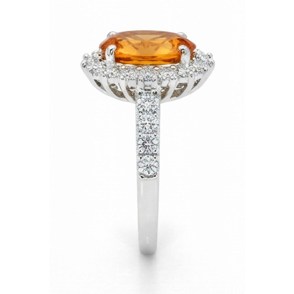 14K White Gold Madeira Citrine And Natural Earth Mined Diamond Ring 22.50 Carats Jewelry