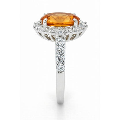 14K White Gold Madeira Citrine And Natural Earth Mined Diamond Ring 22.50 Carats Jewelry