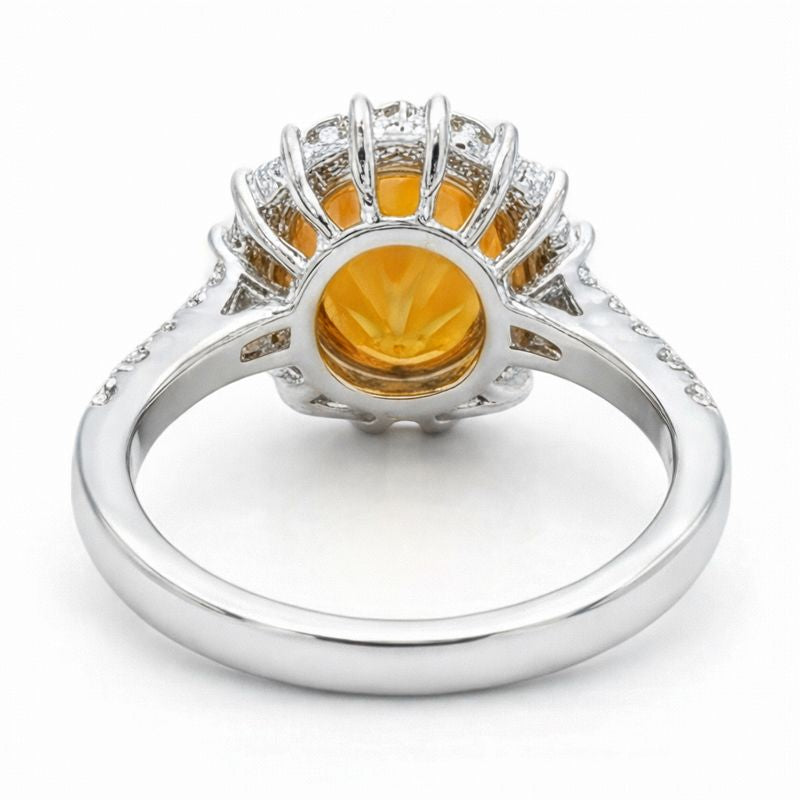 14K White Gold Madeira Citrine And Natural Earth Mined Diamond Ring 22.50 Carats Jewelry
