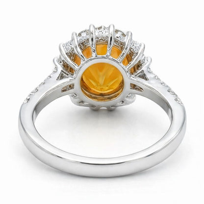 14K White Gold Madeira Citrine And Natural Earth Mined Diamond Ring 22.50 Carats Jewelry