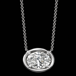 14K White Gold Oval Cut 1 Carat Lab Grown Diamond Pendant