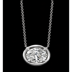 14K White Gold Oval Cut 1 Carat Natural Diamond Pendant