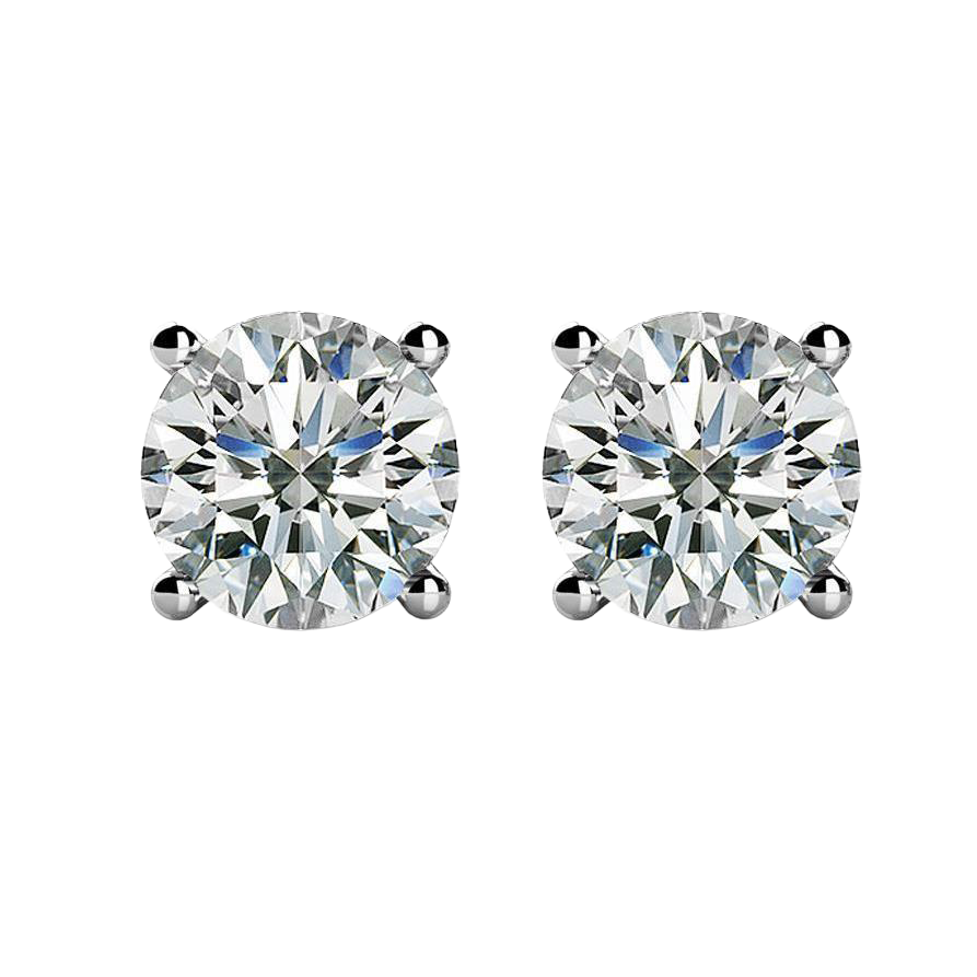 14K White Gold Prong Set 3.00 Carats GIA Certified Lab Grown Diamonds Studs Earrings