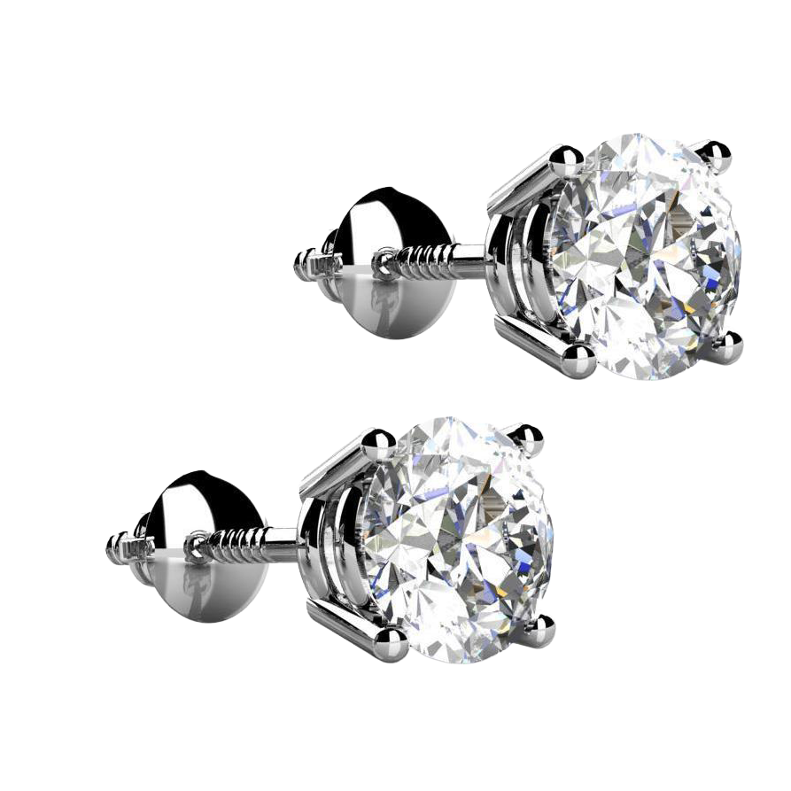 14K White Gold Prong Set 3.00 Carats GIA Certified Lab Grown Diamonds Studs Earrings