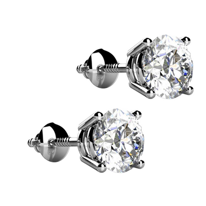 14K White Gold Prong Set 3.00 Carats GIA Certified Lab Grown Diamonds Studs Earrings
