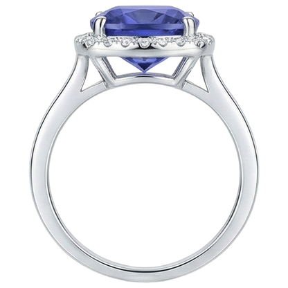 15.25 Ct Cushion Tanzanite With Natural Earth Mined Diamonds Ring Gold 14K
