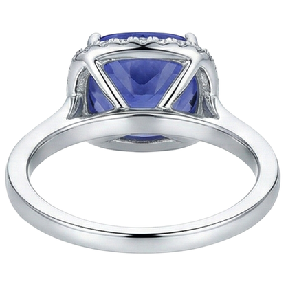 15.25 Ct Cushion Tanzanite With Natural Earth Mined Diamonds Ring Gold 14K
