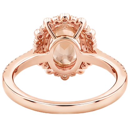 15.50 Ct Morganite With Natural Earth Mined Diamonds Ring Rose Gold 14K