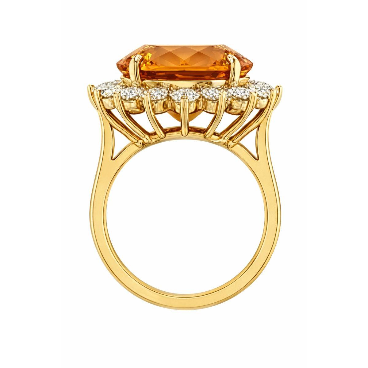 15.50 Ct Oval Madeira Citrine & Natural Earth Mined Diamond Halo Wedding Ring Yellow Gold