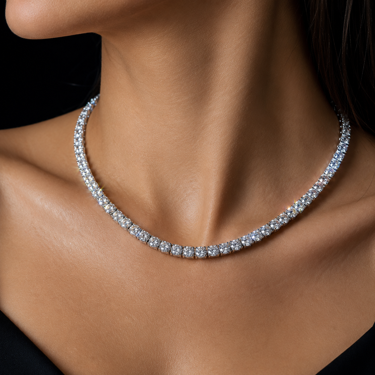 15 Carat Lab Grown Diamonds Tennis Necklace White Gold 14K