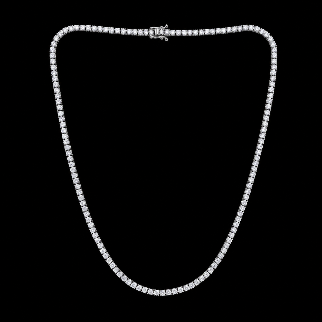 15 Carat Lab Grown Tennis Necklace 22 Inch Chain White Gold 14K