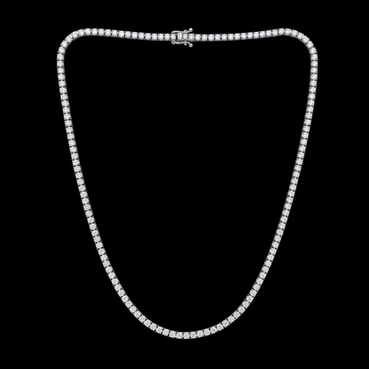 15 Carat Lab Grown Tennis Necklace 22 Inch Chain White Gold 14K