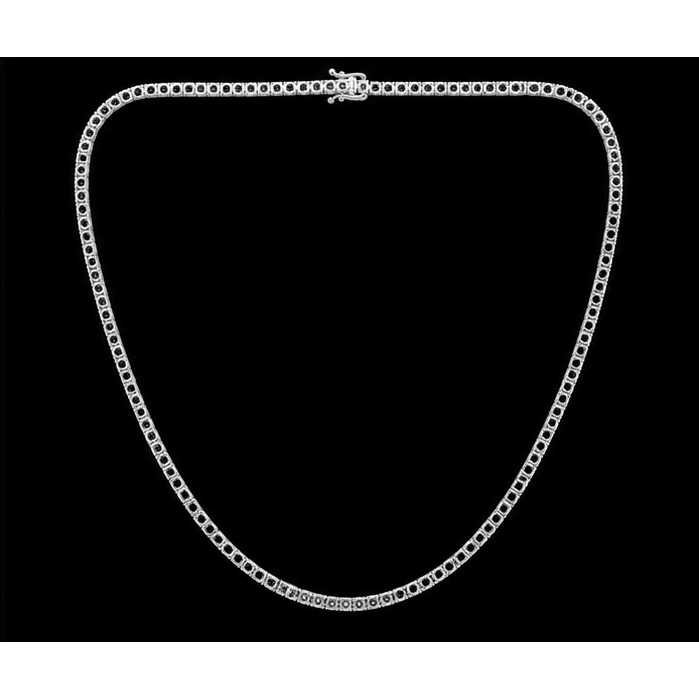 15 Carat Lab Grown Tennis Necklace 22 Inch Chain White Gold 14K