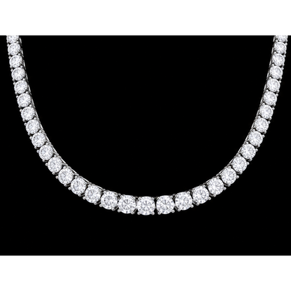 15 Carat Lab Grown Tennis Necklace 22 Inch Chain White Gold 14K