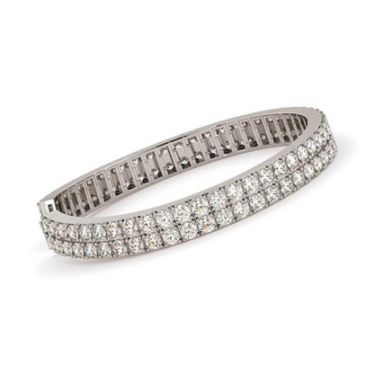 15 Carats Round Double Row Lab Grown Diamonds Tennis Bracelet WG