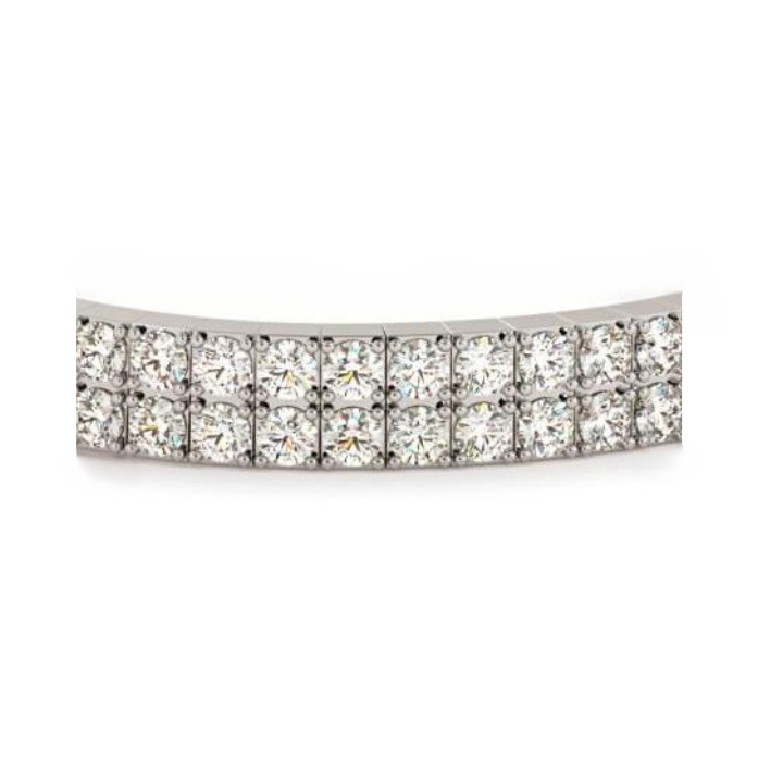 15 Carats Round Double Row Lab Grown Diamonds Tennis Bracelet WG