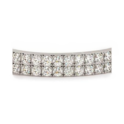 15 Carats Round Double Row Lab Grown Diamonds Tennis Bracelet WG