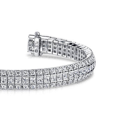 15 Ct Princess And Round Cut Lab Grown Diamonds Exquisite Classic Bracelet