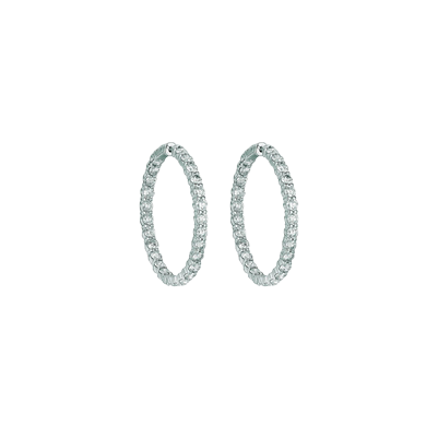 15 Pointer Hoop EarringsPatented Snap Lock 8.01 Carats 14K White Natural Earth Mined Diamond
