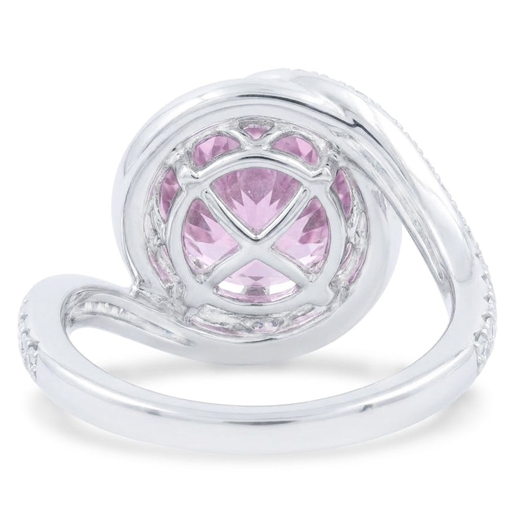 16.00 Ct. Pink Kunzite With Natural Earth Mined Diamonds Ring White Gold 14K