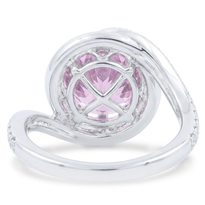 16.00 Ct. Pink Kunzite With Natural Earth Mined Diamonds Ring White Gold 14K