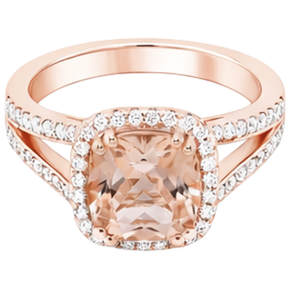 16.75 Ct Morganite And Natural Earth Mined Diamonds Fancy Ring Rose Gold 14K
