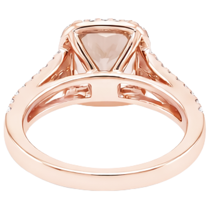 16.75 Ct Morganite And Natural Earth Mined Diamonds Fancy Ring Rose Gold 14K